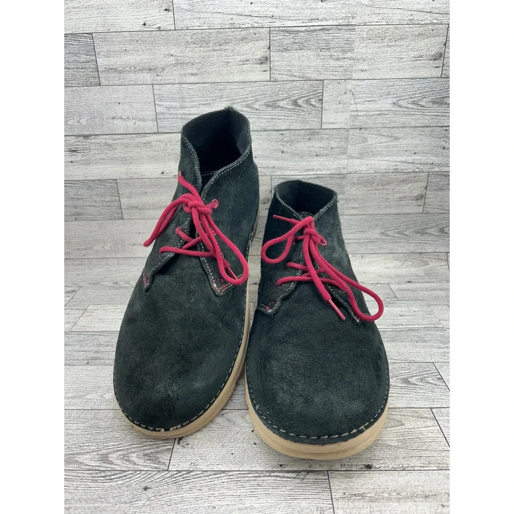 Crocs Men Desert Chukka Boots Charcoal Grey Suede Pink Laces 14669 Size 13